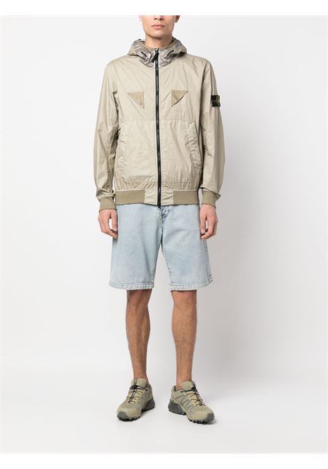 light beige zip-up jacket Stone Island logo STONE ISLAND | 781540723V0092